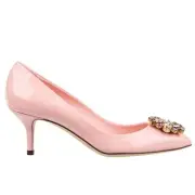 Dolce & Gabbana Pumps Shoes Bellucci Crystal Brooch Pink Purple Rose 09367