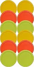Pyrex 7201-PC Round 4 Cup Storage Container Lids - (4) Butter Yellow, (4) Pumpkin Orange and (4) Edamame Green