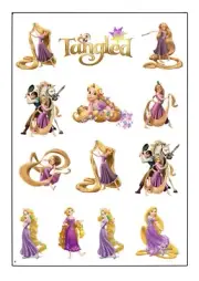 Rapunzel Tangled Princess Temporary TATTOO Sheet. Party Lolly Bag Cake Bunting