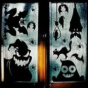 CCINEE Halloween Window Cling Sticker, 4 Sheet Giant Spooky Monster Silhouette Window Decal Scary Black Stickers for Halloween Indoor Kids Room and Party Decoration…