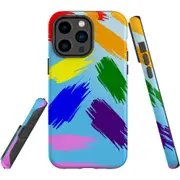 For iPhone 14 Pro Max Case Tough Protective Cover, Rainbow Brushes