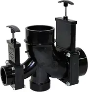 Valterra T83 Ell Double Rotating Valve, 3" Hub x 1-1/2" Hub x 2" Hub x 3" Spigot Outlet
