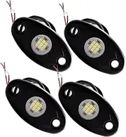 SWOOMEY 4pcs Undercarriage Lights Auto Headlights Exterior Glow Vehicles Outdoor Electric Car Welcome Light Marker Solar Wire Flashing Car Underbody Lights Submersible Black Aluminum Alloy