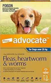 Advocate Dog, Monthly Spot-On Protection from Fleas, Heartworm and Worms, Three Pack Flea Treatment for XL Dogs Over 25 kg, 3 Pack