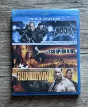 Dwayne Rock Johnson Triple Feature The Scorpion King /Rundown / Doom Blu-ray NEW