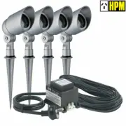 4 Piece Silver Garden Spotlight Kit 12V 10W Low Voltage DIY - Complete Kit HPM