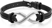 OIDEA Infinity Bracelet Braided Leather with Lobster Clasp Adjustable Infinity Sign Genuine Leather Stainless Steel Bangle for Men Women Black Red Brown, Leather, Without Stone