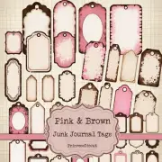 Pink And Brown Junk Journal Vintage Style Tags Lot, Scrapbooking Paper Crafts