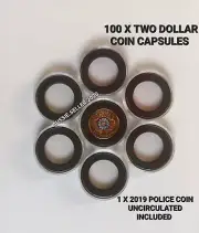 100 X Coin Capsules For Australian $2 Coin Holder Two Dollar Display Case