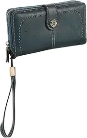[SAFIGLE] Ladies Zipper Wallet Oil Wax Clutch with Capacity for Coins Cards and Phone Stylish and Practical Wristlet Purse for Women