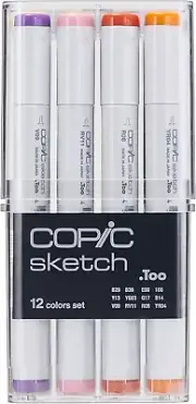 Copic Sketch, Alcohol-Based Markers, 12pc Set, Basic