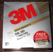 3M Floppy Hard Diskettes DS or HD 3.5 New Sealed Box of 10/11 Bonus color pack
