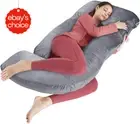 J-Shaped Pregnancy Pillow 60" Full Body Maternity Support Velvet Cover