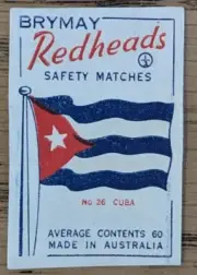 1957 Brymay Redheads Unused Label Flags Around the World #26 Cuba NM.