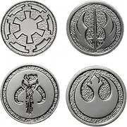Metal Mandalore Skull Badge 4-Piece Pin Jedi Order Symbol Badge Pin Set Accessories, Measuring 1.18 inches, Metal, metal