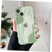 for Case, Cute Clear Wavy Art Design Aesthetic Pattern Phone iPhone 13 Green