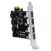 4 Ports USB 3.0 Super Fast 5Gbps PCI Express (PCIe) Expansion Card for Black