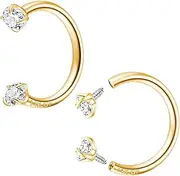 [FLOGWE] 2 Pcs 14K Gold Filled Internal Thread Horseshoe Nose Ring,316L Stainless Steel Circular Barbell Helix Snug Tragus Rook Daith Cartilage Earring Lip Ring Piercing Jewelry for Women Men