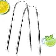 2 Pack Tongue Scraper,100% Surgical 304 Stainless Steel Tongue Cleaner for Adults And Kids, Professional Tongue Brush for Oral Care,Improve Bad Breath and Fresh Breath