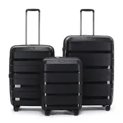Tosca Comet 4-Wheel Expandable Suitcase Set of 3 - Black (Small, Medium & Large)