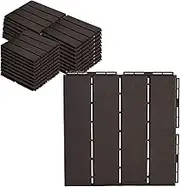 ASTEROUTDOOR Interlocking Deck Tiles Plastic Waterproof Outdoor Flooring 12" x 12" for Patio Garden Deck Poolside Indoor Outdoor, 27 pcs, Brown