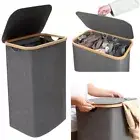 110L Bamboo Laundry Basket Foldable Laundry Hamper w/ Lid Washing Basket Storage
