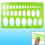 Plastic Transperant Chart Oval Template Ruler Measurement Green
