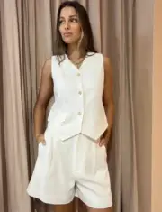 Sir the Label Clemence Vest Size 1 & Shorts Size 2, White, BNWT, RRP $990