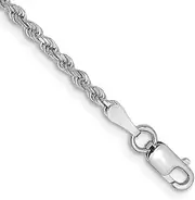[JewelryWeb] 10k White Gold 2mm Sparkle Cut Rope Chain Ankle Bracelet Anklet for Women and Men