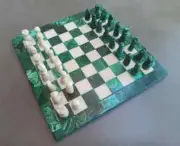 "Malachite and Marble Chess Set – Antique Chess Game with Pieces, Elegant Gifts