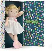 Hello Dolly Ma Copine Grace Fluffy Doll Soft Fabric Blonde Hair White Dress in Gift Box