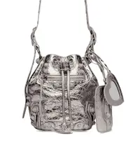 Balenciaga Le Cagole XS Bucket Bag Metallized With Rhinestones in Silver