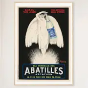 Galrie Vintage Abatilles Arcachon Mineral Water Poster by Leonetto Cappiello Artwork, Wood Frame, A0 84 x 119cm (33 x 47inch)