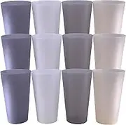 AOYITE Unbreakable Plastic Cups Reusable, 32 oz Plastic Tumblers set of 12, BPA Free Dishwasher Safe Large Drink Cup for Kids Kitchen Camping Party Outdoor (Grey Stone)