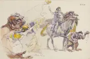 Rider with Mythical Creatures : Heinrich Kley : 1920 : Art Print