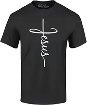 [shop4ever] Jesus Cross Script T-Shirt