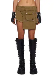 [Club Exx] Scorched Earth Utility Mini Skirt - Green