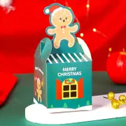 Dark Green Gingerbread Man Christmas Favour Boxes 5pk