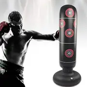 NA 160cm Free Standing Punch Bag Heavy Duty Adult Kickboxing MMA Boxing Bag Black