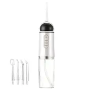 Cordless Water Flosser Pick for Teeth, Portable Electric Rechargeable Oral Irrigator for Home or Travelling with 3 Modes 4 Jets, White