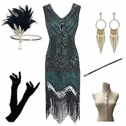 Roaring 20s 1920s Cocktail Dress Knee Length Flapper Dress Dress Outfits The Great Gatsby Charleston Plus Size Tassel Fringe Feather Women's Carnival New Year