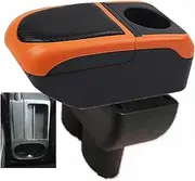 Compatible for VW Touran Caddy Armrest Box Arm Elbow Rest Center Console Storage Case with Cup Holder USB Port(Black Gray Color)