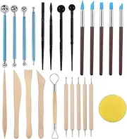 SERONLINE 24pcs Ball Stylus Dotting Tools Clay Pottery Modeling Set Carving Tools Rock Painting Kit for Sculpture Pottery
