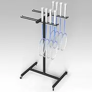 Tennis Racquet Storage Rack, Gym Badminton Racket Holder, Double-Sided Design, Can Hold 24-36 Rackets, with Wheels for Workout Room/Garage/School