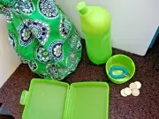 Vera Bradley Ditty Bag & Tupperware Squeeze Bottle/Hidden Base, Sandwich Keeper