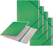 Leitz Recycle A4 Folder Pack of 4, Project Folder with 12 Compartments with Index, 100% Recycled & Recyclable, Environmentally Friendly, Recycle Series, Green, 39150055