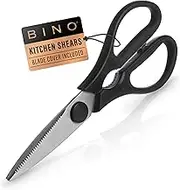 BINO Stainless Steel Blade Kitchen Shears | Strong & Sharp Kitchen Shears | Cooking Scissors | Food Shears | Vegetable Scissors | Poultry Meat & Bone Cutting Scissors | Utility Scissors | Kitchen Tool