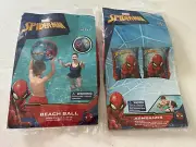 Spiderman Water Wings Arm Floaties And Spider-Man Beach Ball New Marvel Comics