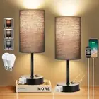 ZJOJO Table Lamp for Bedroom Set of 2, Bedside Small Black Shade- Base