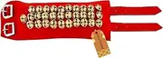 Craftstribe Traditional Brass Ghungroo Anklet's Bells with Adjustable Buckle Strap – Velvet Red Pad Indian Dance Bells for Kathak, Bharatanatyam, and Classical Performances (3 Rows)